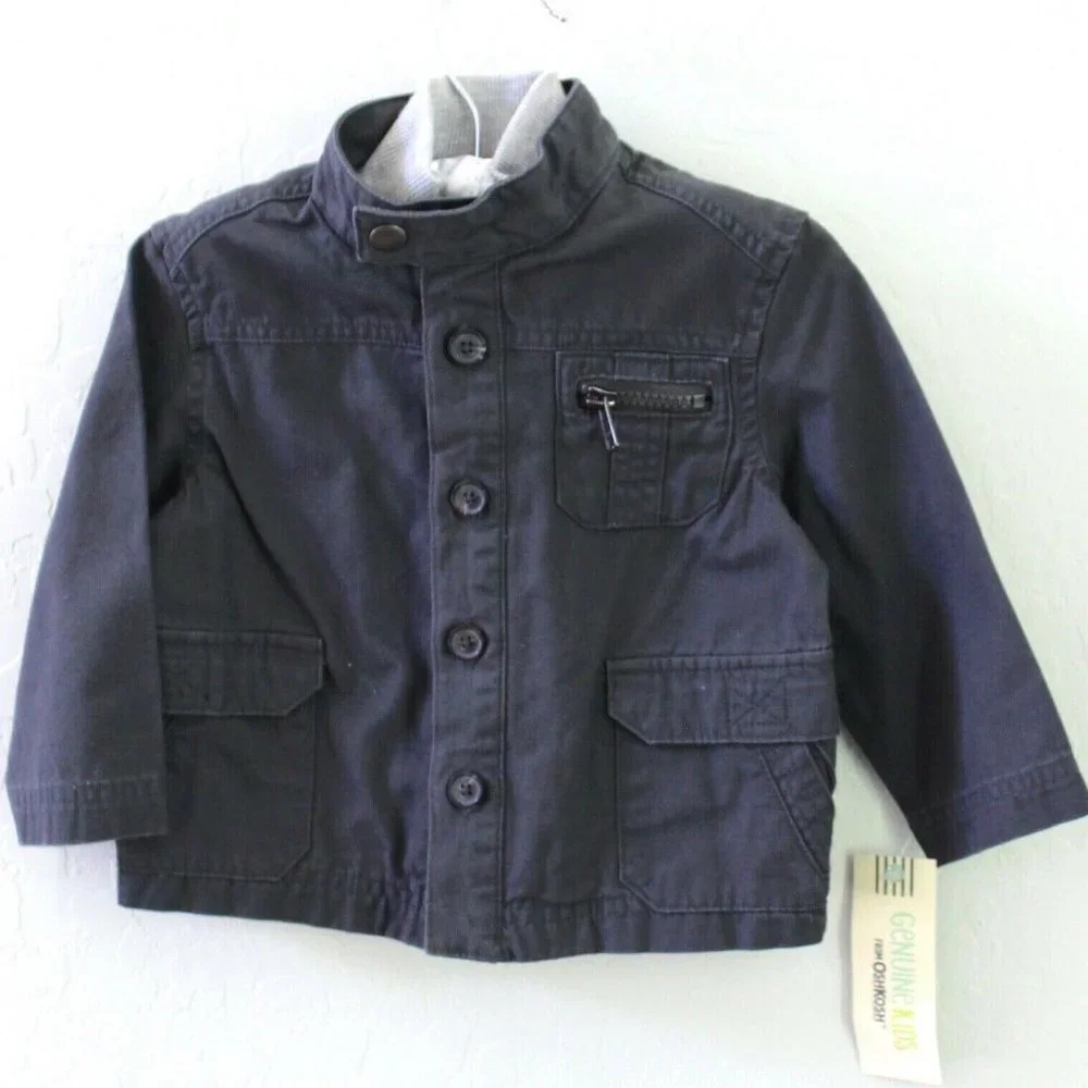 Genuine Kids by OshKosh Girls Charcoal High Neck Jacket Size 18 Months